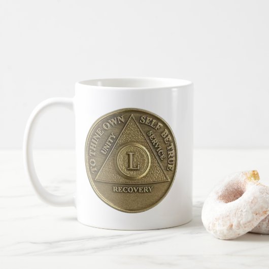 50 Jahre nüchterne Medallion Coin Happy Jubiläum Kaffeetasse (Mit Donut)
