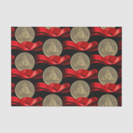 50 Jahre OM Jubiläumsmünzen Rote Schleife Seidenpapier