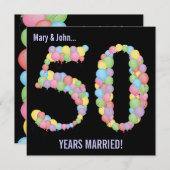 50 Jahre Party Balloons Einladung (Vorne/Hinten)