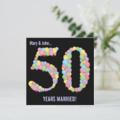 50 Jahre Party Balloons Einladung (Stehend Vorderseite)