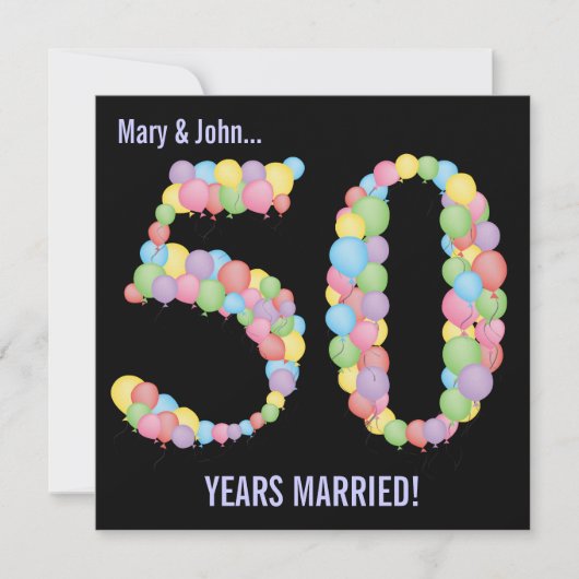 50 Jahre Party Balloons Einladung (Vorderseite)