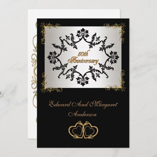 50 Jahre Party Einladung schwarz und weiß.. (Vorne/Hinten)