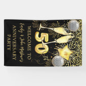 50 Jahre Party Gold Glitzer Champagne Banner (Horizontal)