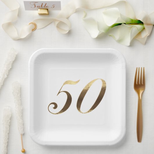 50 Jahre Party Imitate Gold Nummer 50 Pappteller (Hochzeit)