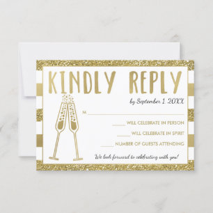 50 Jahre Party RSVP Card, Imitate Gold Einladung