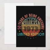 50 Jahre phantastisch Vintag 1973 Zoll Einladung (Vorne/Hinten)