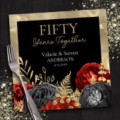 50 Jahre Red Black Gold Floral Serviette