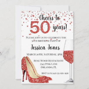50 Jahre Roter Glitzer Heels Einladung