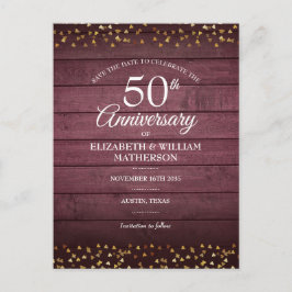 50 Jahre Save the Date Gold hört rustikal Postkarte