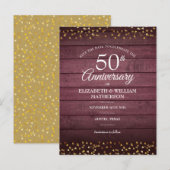 50 Jahre Save the Date Gold hört rustikal Postkarte (Vorne/Hinten)