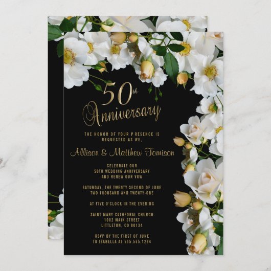 50 Jahre Schwarz-Weiß-Blüte Einladung (Vorne/Hinten)