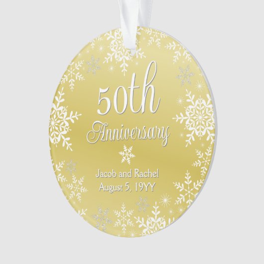50 Jahre Snowflakes Custom Gold Wedding Ornament (Vorderseite)