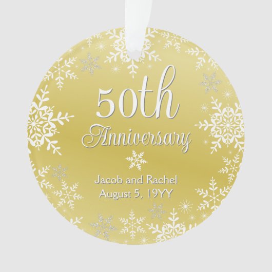 50 Jahre Snowflakes Custom Gold Wedding Ornament (Vorderseite)