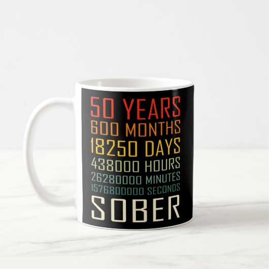50 Jahre Sobriety Jahrestag 50 Jahre nüchtern Kaffeetasse (Links)