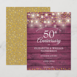 50 Jahre String Lights Save the Date Ankündigungspostkarte