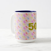 50 Jahre und Confetti Zweifarbige Tasse (Vorderseite Links)