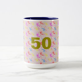 50 Jahre und Confetti Zweifarbige Tasse