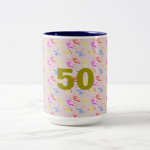 50 Jahre und Konfetti Zweifarbige Tasse