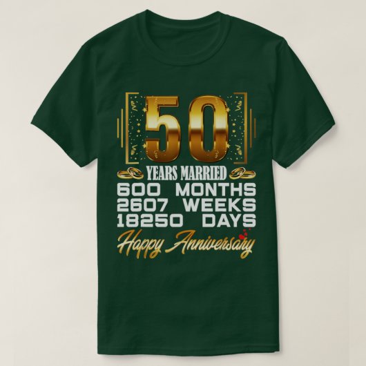 50 Jahre Verheiratetes sonniges 50. Hochzeitstag T-Shirt (Design vorne)