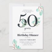 50 Jahre wachsen | 50. Geburtstag | Botanisch Einladung (Vorderseite)