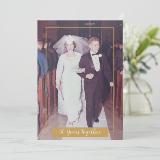 50 Jahre zusammen 50 Jahre Hochzeit und Foto Einladung (Stehend Vorderseite)