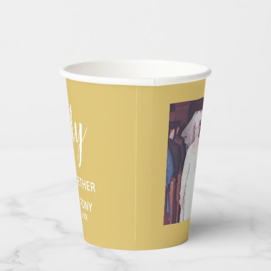 50 Jahre zusammen - Hochzeitgold Foto Jubiläum Pappbecher (Rechts)