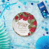50. Jahrestag - Blume zur Rote Rose Pappteller (Party)