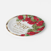 50. Jahrestag - Blume zur Rote Rose Pappteller (Schrägansicht)