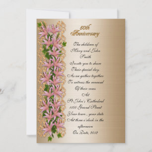 50. Jahrestag der Erneuerung Efeu und Lilien Einladung