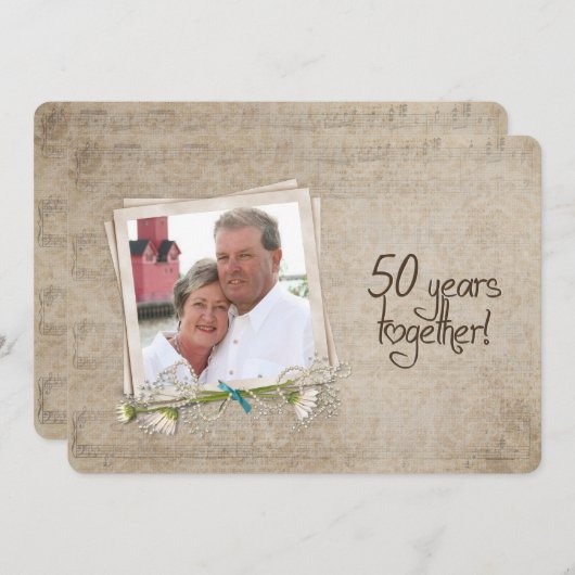 50. Jahrestag der Hochzeit Einladung (Vorne/Hinten)