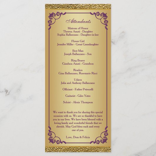 50. Jahrestag der Hochzeit - Erneuerungsprogramm Programm (Rückseite)