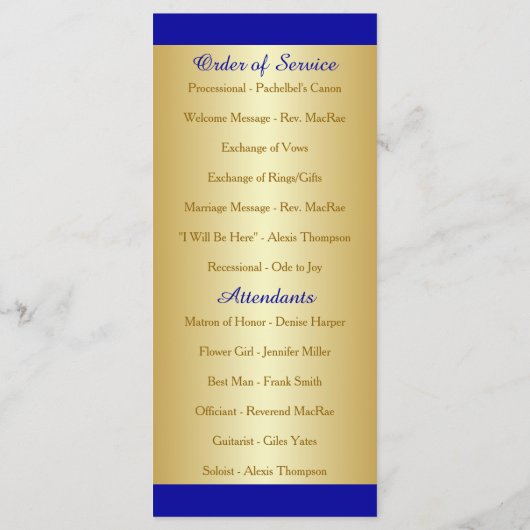 50. Jahrestag der Hochzeit - Erneuerungsprogramm Programm (Rückseite)