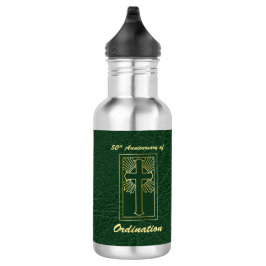 50. Jahrestag der Ordination grünes Ledersehen Edelstahlflasche