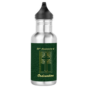 50. Jahrestag der Ordination grünes Ledersehen Edelstahlflasche