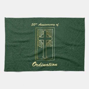 50. Jahrestag der Ordination grünes Ledersehen Geschirrtuch