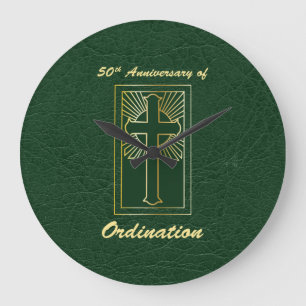 50. Jahrestag der Ordination grünes Ledersehen Große Wanduhr