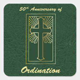 50. Jahrestag der Ordination grünes Ledersehen Quadratischer Aufkleber