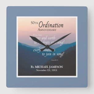 50. Jahrestag der Ordination Herzlichen Glückwunsc Quadratische Wanduhr