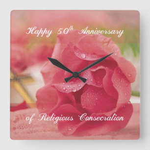 50. Jahrestag der religiösen Rose Quadratische Wanduhr