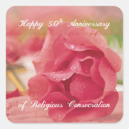 50. Jahrestag der religiösen Rose Quadratischer Aufkleber