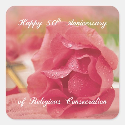 50. Jahrestag der religiösen Rose Quadratischer Aufkleber (Vorderseite)