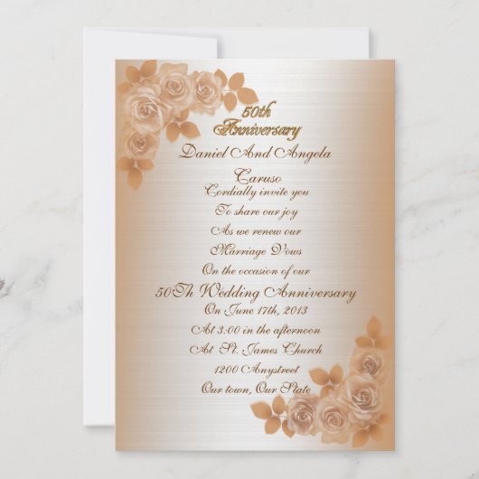 50. Jahrestag der Verlängerung der Einladung Rose (Vorderseite)