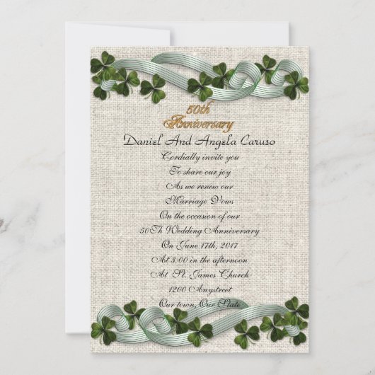 50. Jahrestag Einladung Irish Thema (Vorderseite)