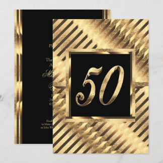 50. Jahrestag Einladung Moderne Schwarz und Gold