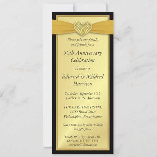 50. Jahrestag - elegante Foto-Einladungen Einladung (Rückseite)