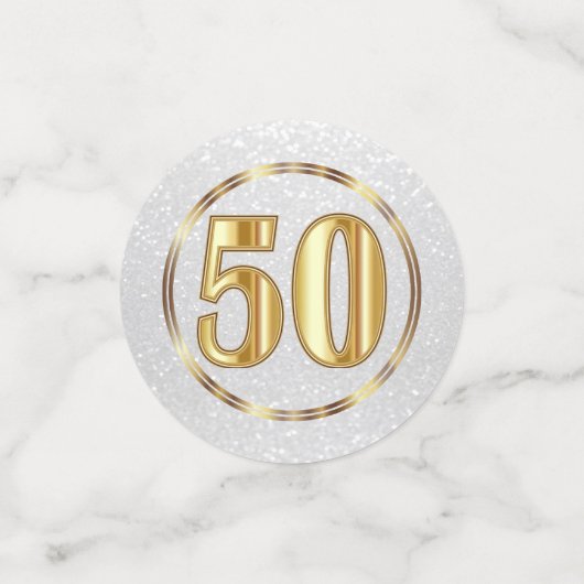 50. Jahrestag / Geburtstag Konfetti (Klein Vorderseite)