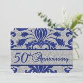 50. Jahrestag Geschäftsankündigung Blue Einladung (Stehend Vorderseite)