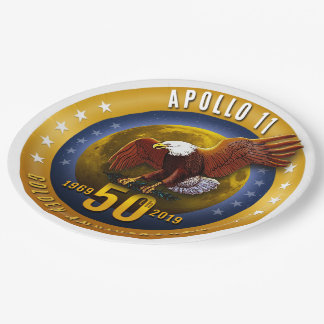 50. Jahrestag goldenes Eagle Apollo 11 und Mond - Pappteller
