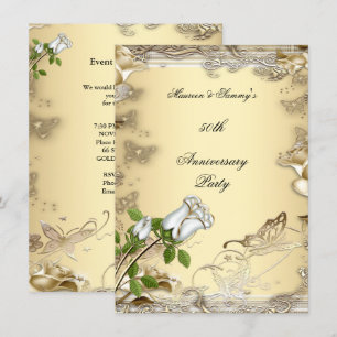 50. Jahrestag Hochzeit Creme Rose Gold Einladung