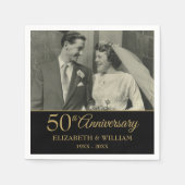 50. Jahrestag Hochzeit Foto Elegant Gold Black Serviette (Vorderseite)